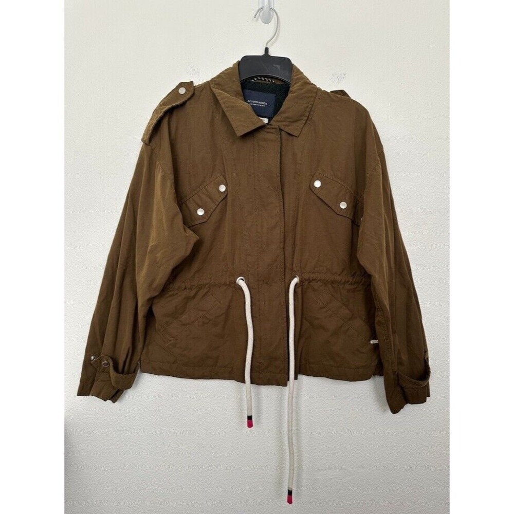 Scotch & Soda Anorak Military Jacket Full Zip Drawstring Olive Green Women Small